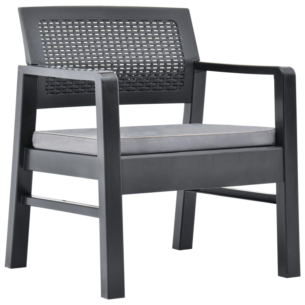 3-tlg. Garten-Lounge-Set Kunststoff Anthrazit - Pazzar.ch