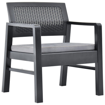 3-tlg. Garten-Lounge-Set Kunststoff Anthrazit - Pazzar.ch