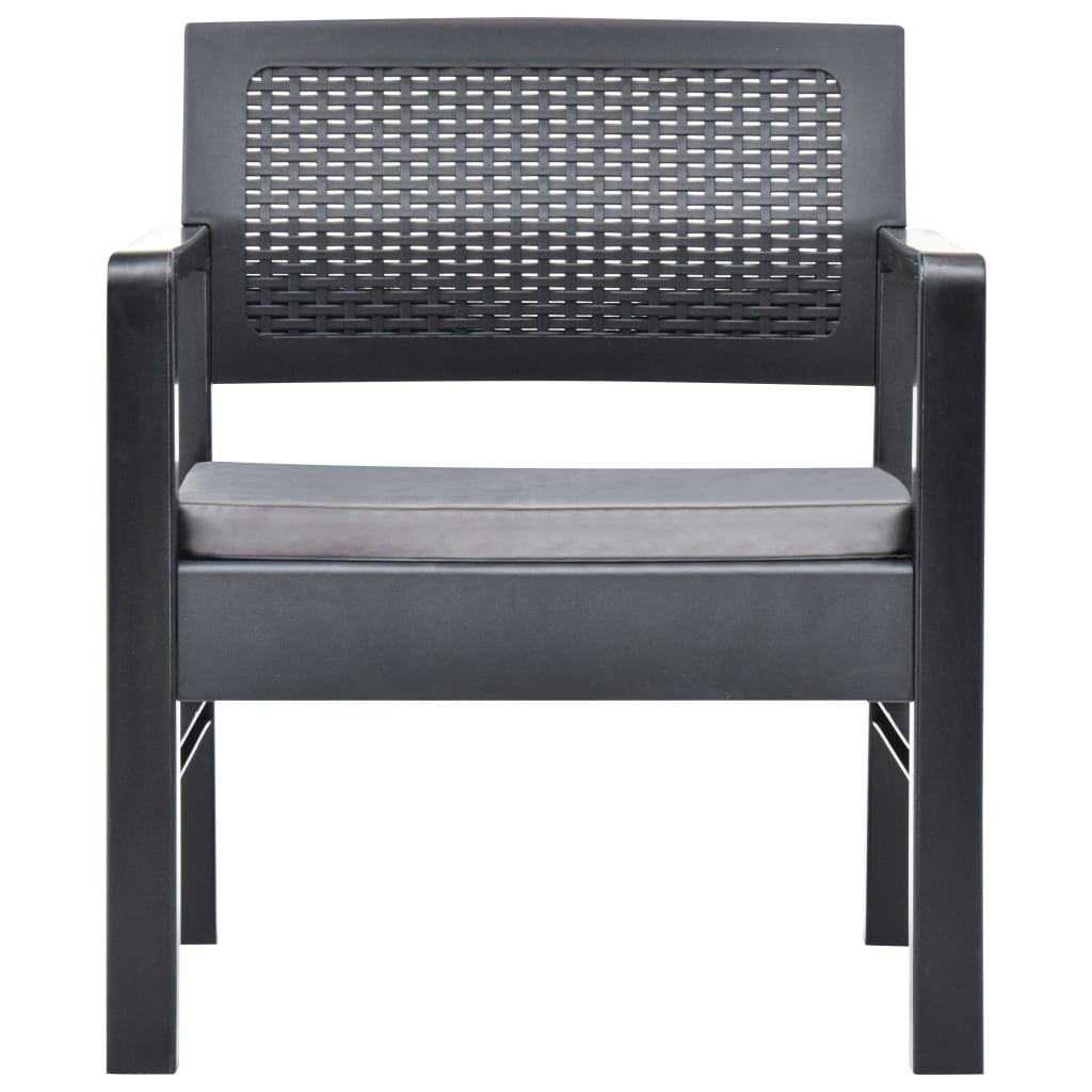 3-tlg. Garten-Lounge-Set Kunststoff Anthrazit - Pazzar.ch