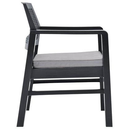 3-tlg. Garten-Lounge-Set Kunststoff Anthrazit - Pazzar.ch