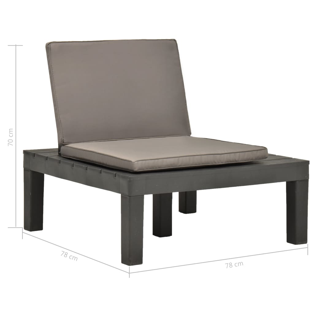 Garten-Lounge-Stuhl mit Sitzpolster Kunststoff Anthrazit - Pazzar.ch