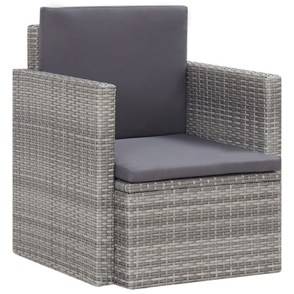 Gartensessel mit Auflagen Poly Rattan Grau - Pazzar.ch