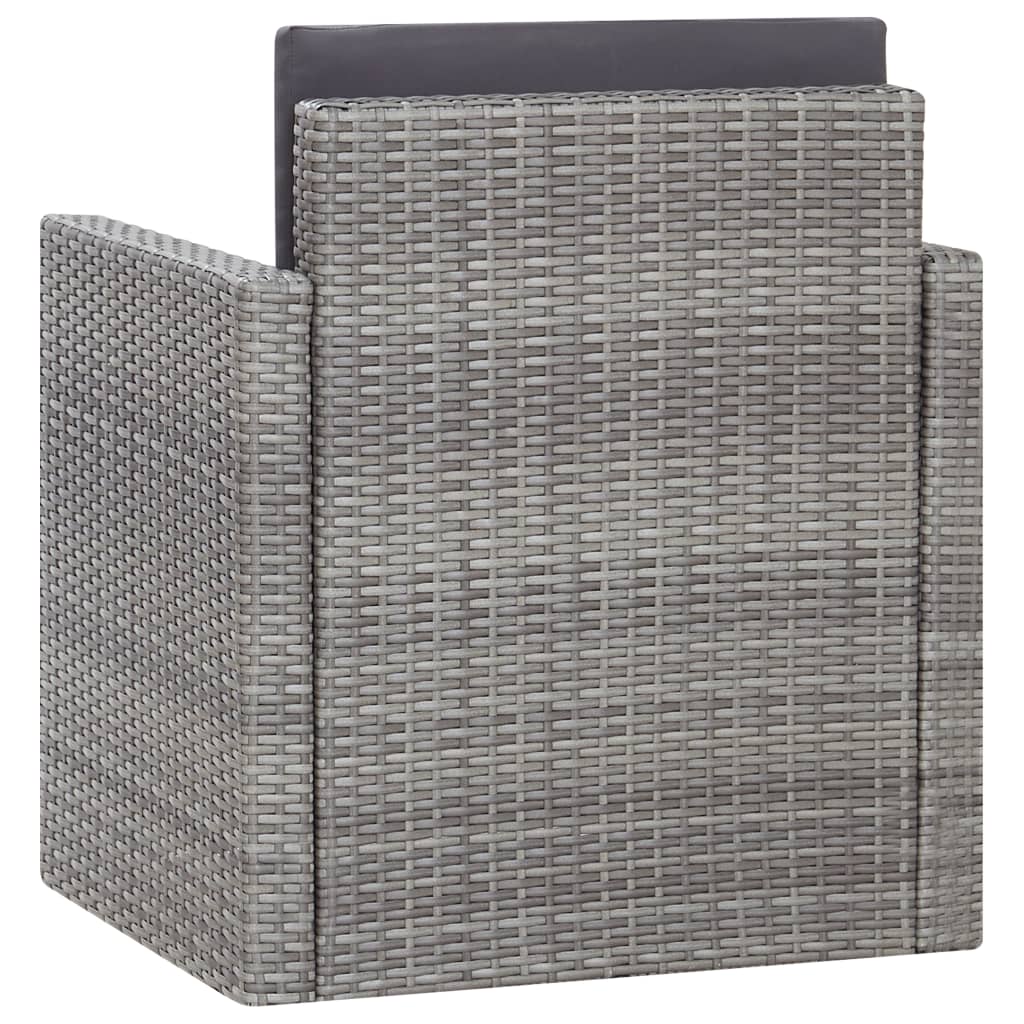 Gartensessel mit Auflagen Poly Rattan Grau - Pazzar.ch