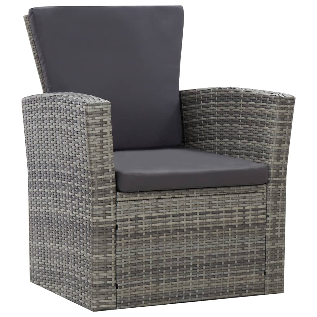 4-tlg. Garten-Lounge-Set mit Kissen Poly Rattan Grau - Pazzar.ch