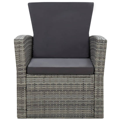 4-tlg. Garten-Lounge-Set mit Kissen Poly Rattan Grau - Pazzar.ch