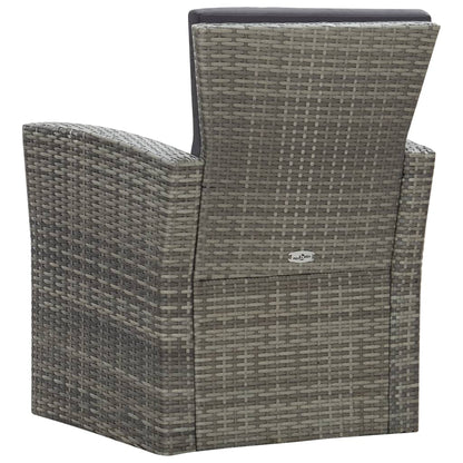 4-tlg. Garten-Lounge-Set mit Kissen Poly Rattan Grau - Pazzar.ch