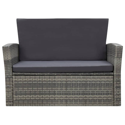 4-tlg. Garten-Lounge-Set mit Kissen Poly Rattan Grau - Pazzar.ch