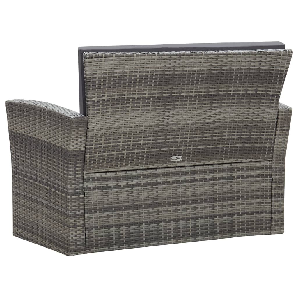 4-tlg. Garten-Lounge-Set mit Kissen Poly Rattan Grau - Pazzar.ch