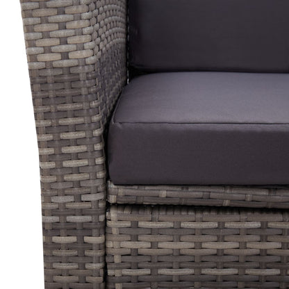 4-tlg. Garten-Lounge-Set mit Kissen Poly Rattan Grau - Pazzar.ch