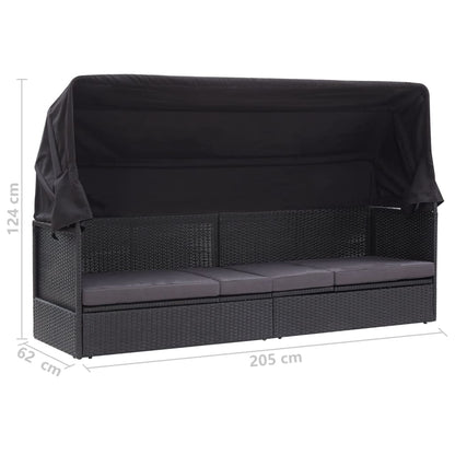 Outdoor-Sofabett mit Dach Poly-Rattan Schwarz - Pazzar.ch