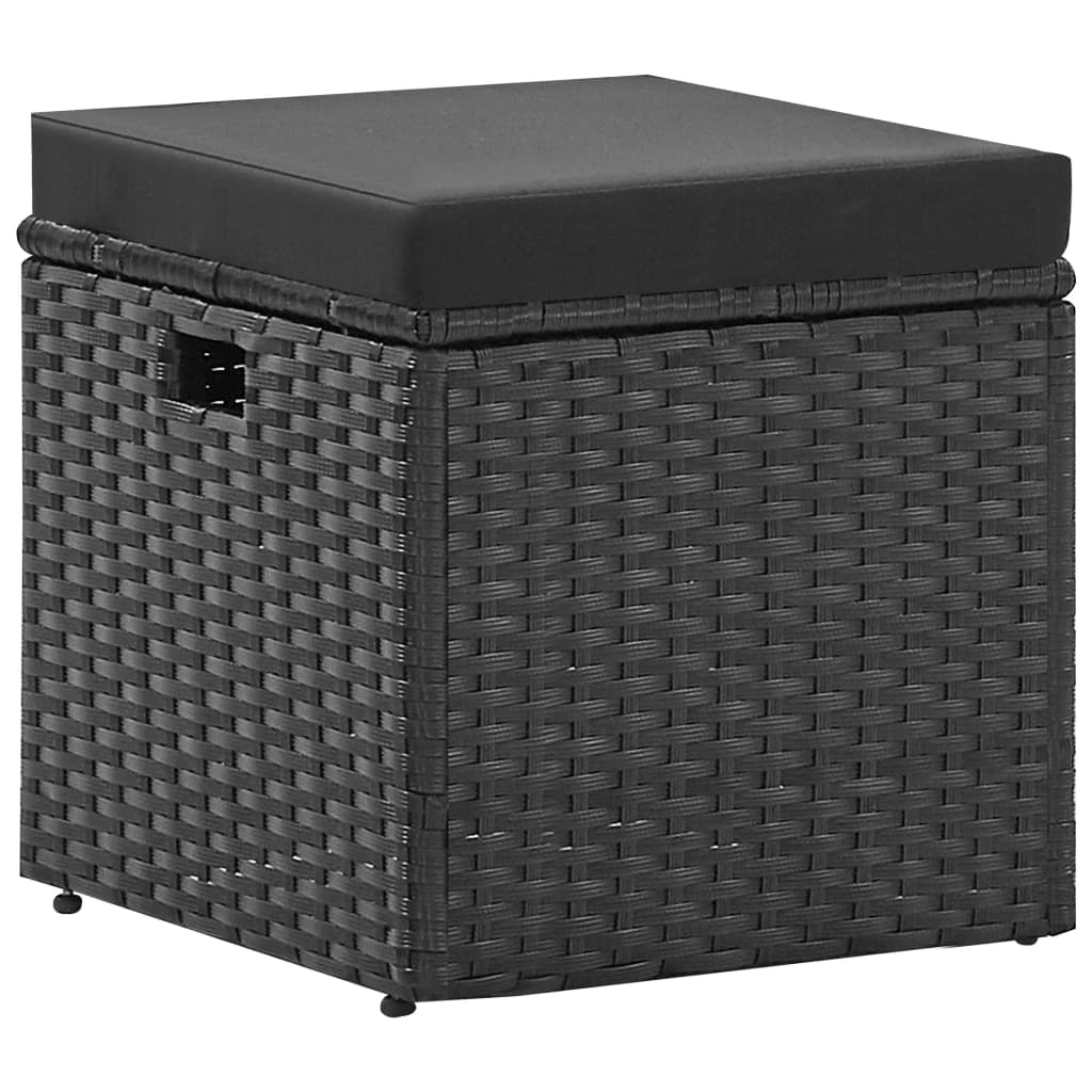 4-tlg. Garten-Lounge-Set Schwarz mit Auflagen Poly Rattan - Pazzar.ch