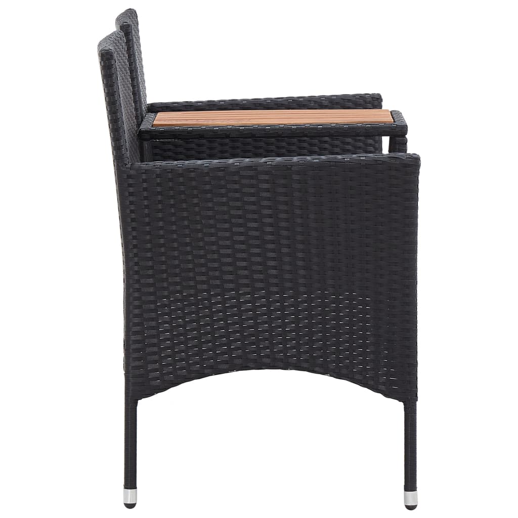 2-Sitzer-Gartenbank mit Teetisch 143 cm Poly Rattan Schwarz - Pazzar.ch