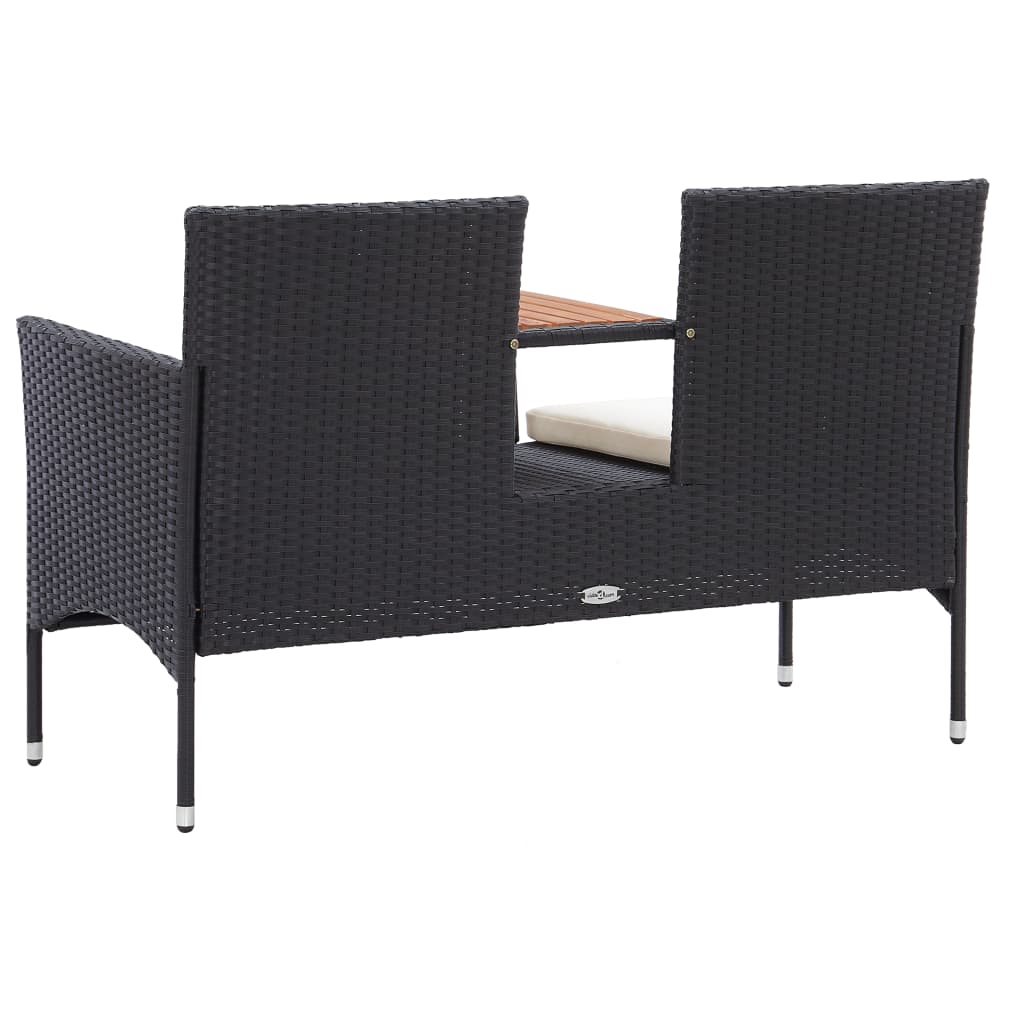 2-Sitzer-Gartenbank mit Teetisch 143 cm Poly Rattan Schwarz - Pazzar.ch