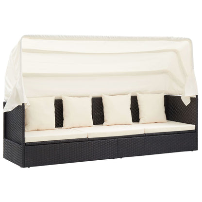 Garten-Sonneninsel mit Dach Schwarz Poly Rattan - Pazzar.ch