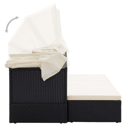 Garten-Sonneninsel mit Dach Schwarz Poly Rattan - Pazzar.ch