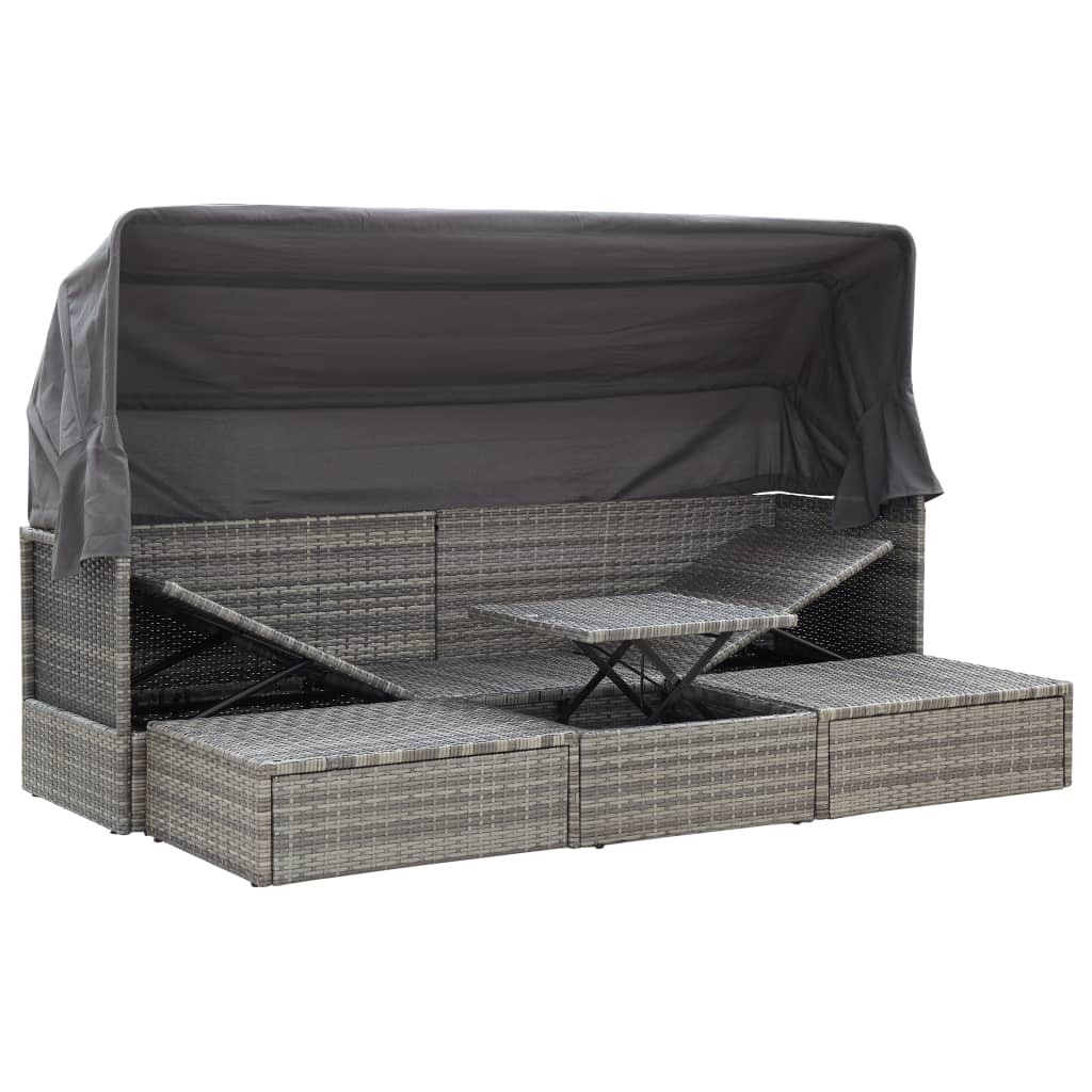 Garten-Sonneninsel mit Dach Grautöne Poly Rattan - Pazzar.ch