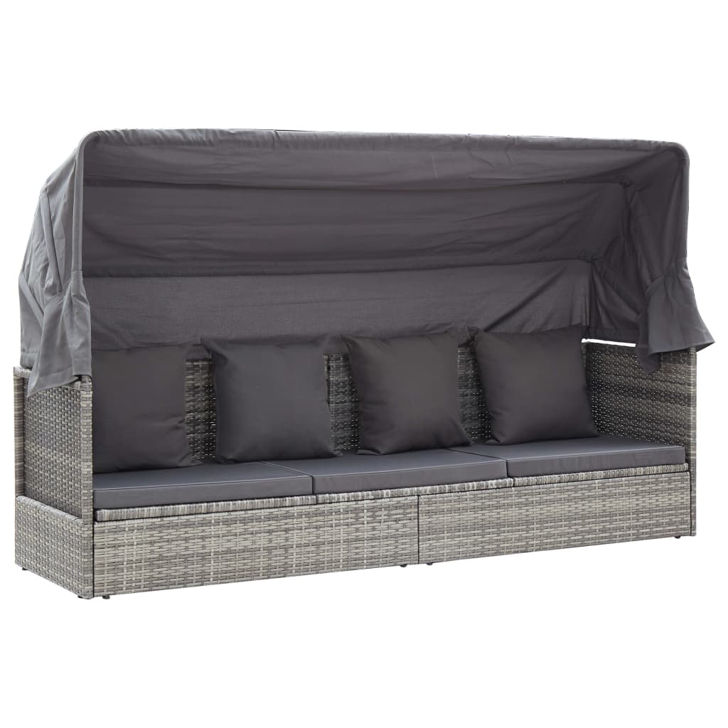 Garten-Sonneninsel mit Dach Grautöne Poly Rattan - Pazzar.ch