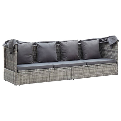 Garten-Sonneninsel mit Dach Grautöne Poly Rattan - Pazzar.ch
