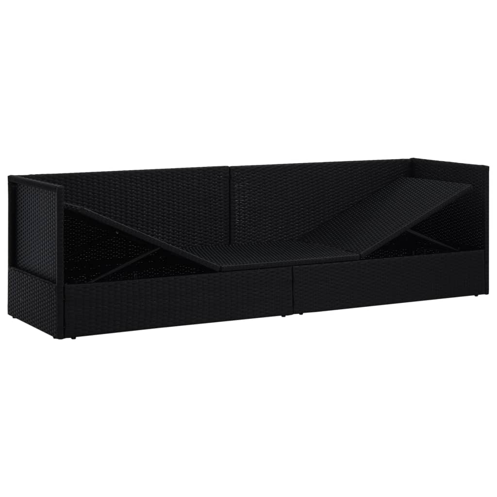 Garten-Sofabett mit Kissen Poly Rattan Schwarz - Pazzar.ch
