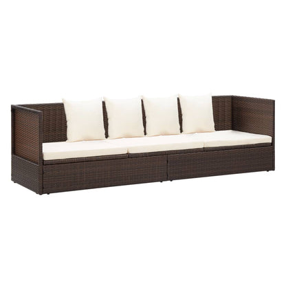 Garten-Sofabett mit Kissen Poly Rattan Braun - Pazzar.ch