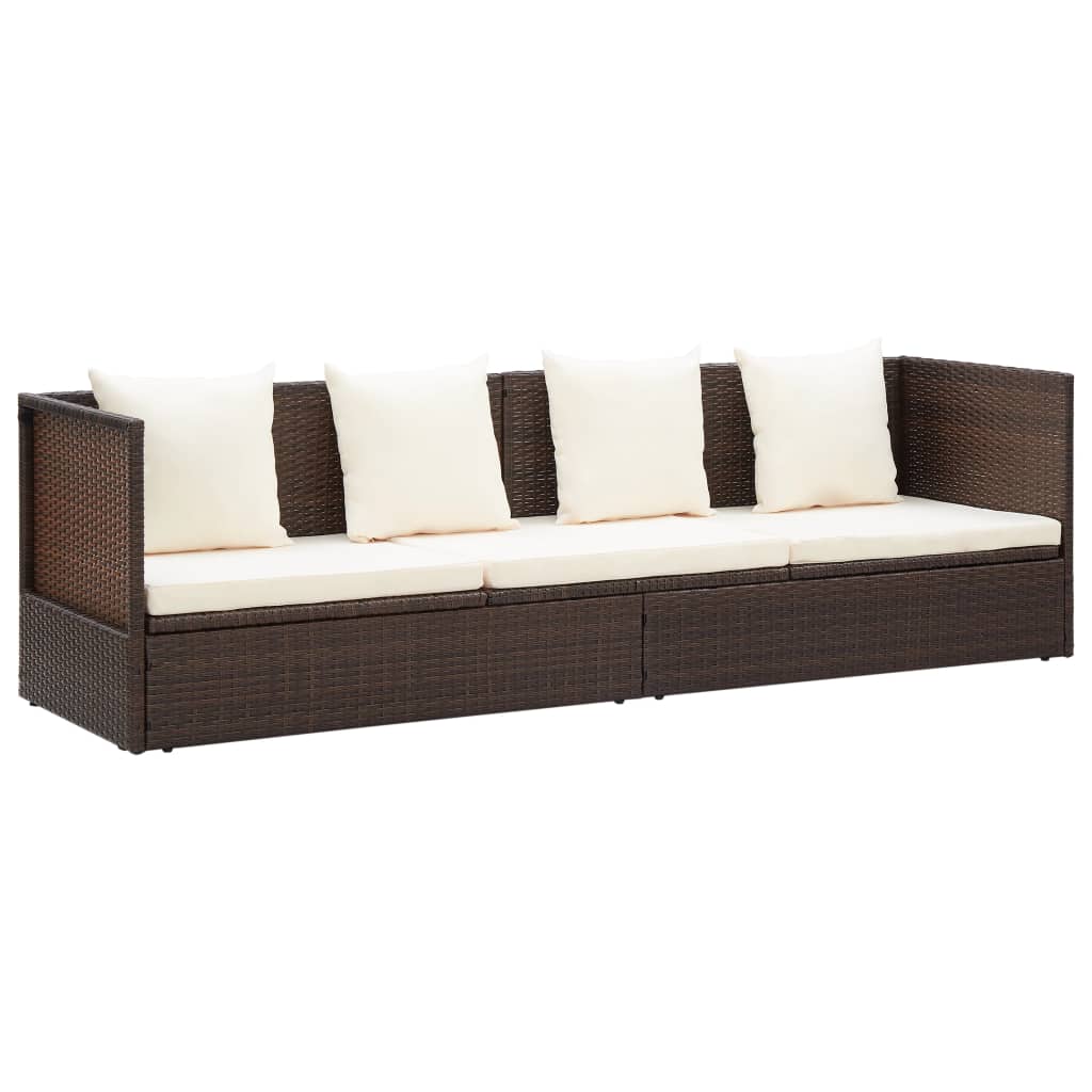 Garten-Sofabett mit Kissen Poly Rattan Braun - Pazzar.ch