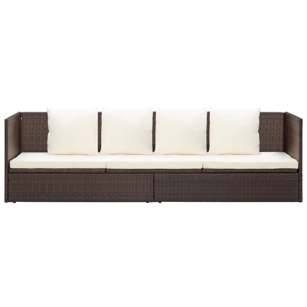 Garten-Sofabett mit Kissen Poly Rattan Braun - Pazzar.ch