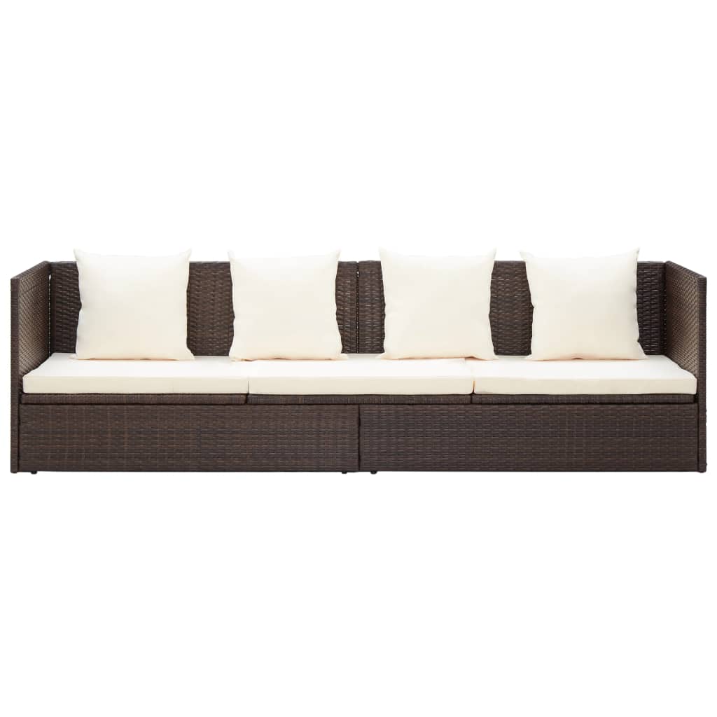 Garten-Sofabett mit Kissen Poly Rattan Braun - Pazzar.ch