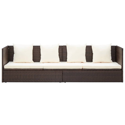Garten-Sofabett mit Kissen Poly Rattan Braun - Pazzar.ch