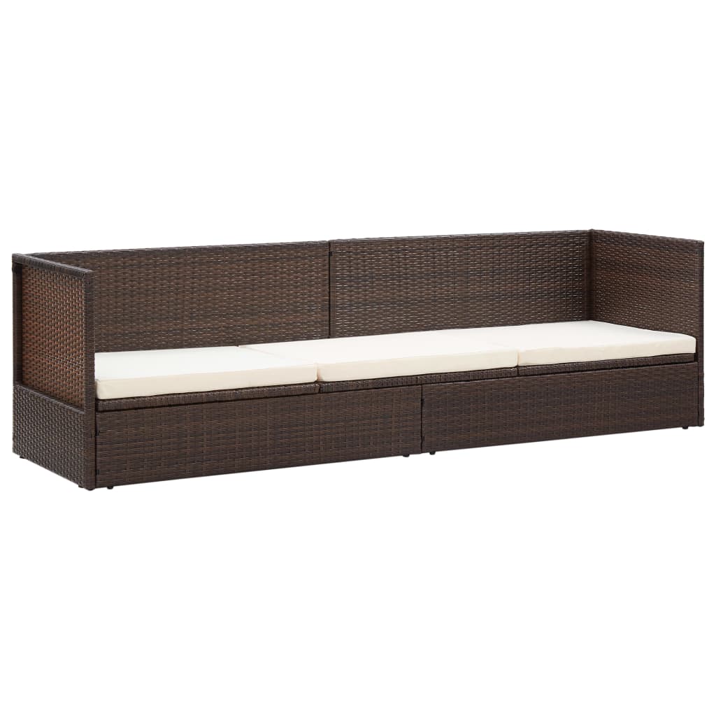 Garten-Sofabett mit Kissen Poly Rattan Braun - Pazzar.ch