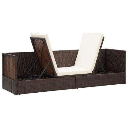 Garten-Sofabett mit Kissen Poly Rattan Braun - Pazzar.ch