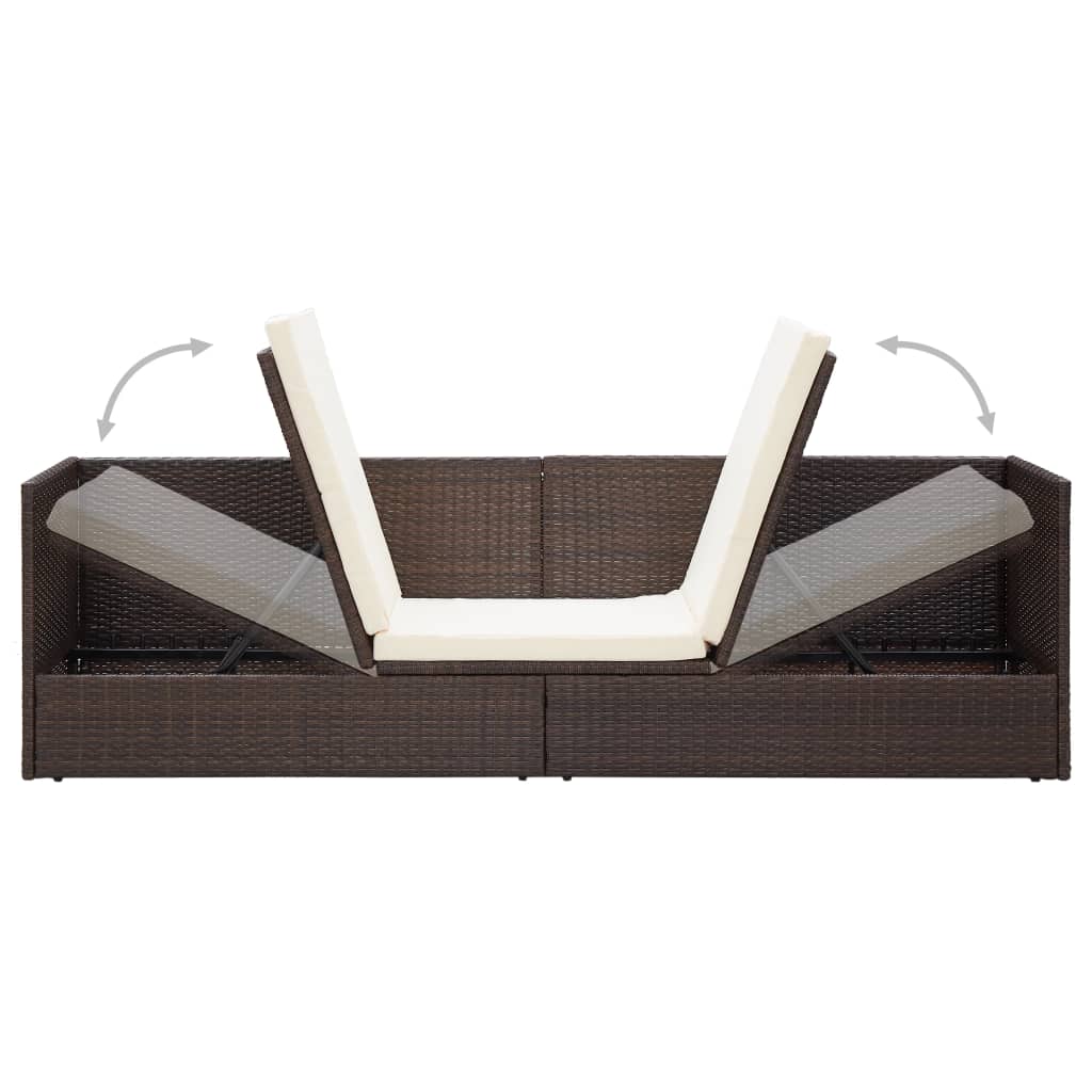 Garten-Sofabett mit Kissen Poly Rattan Braun - Pazzar.ch