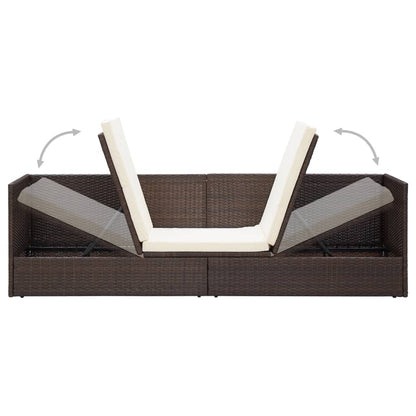 Garten-Sofabett mit Kissen Poly Rattan Braun - Pazzar.ch