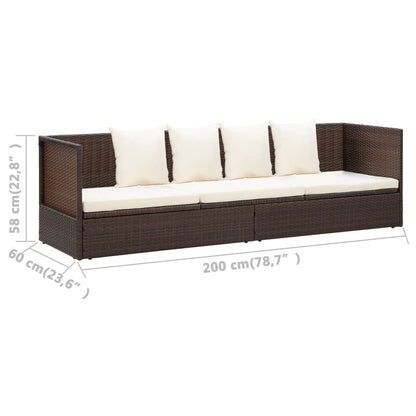 Garten-Sofabett mit Kissen Poly Rattan Braun - Pazzar.ch