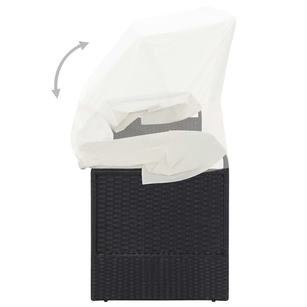 Gartensofa mit Sonnendach Schwarz Poly Rattan - Pazzar.ch