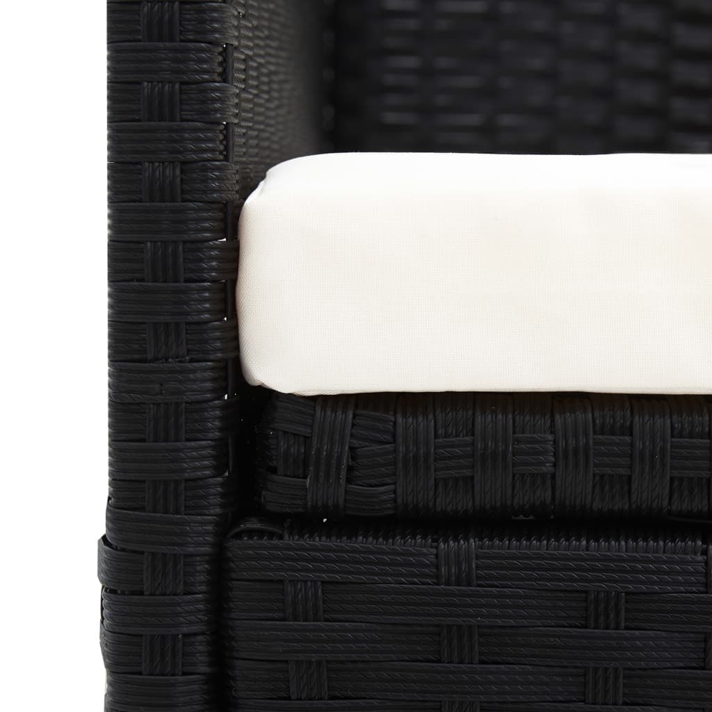 Gartensofa mit Sonnendach Schwarz Poly Rattan - Pazzar.ch