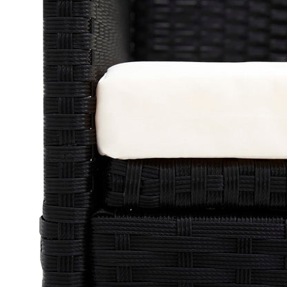 Gartensofa mit Sonnendach Schwarz Poly Rattan - Pazzar.ch