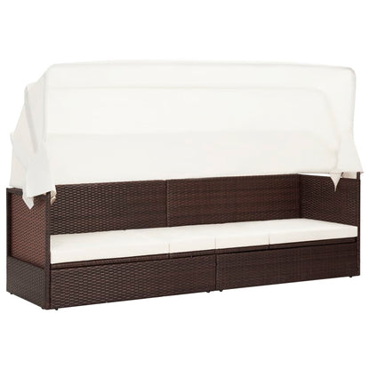 Gartensofa mit Sonnendach Poly Rattan Braun - Pazzar.ch