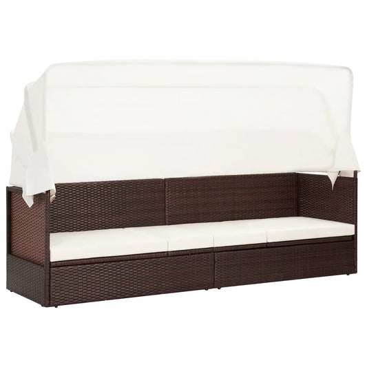 Gartensofa mit Sonnendach Poly Rattan Braun - Pazzar.ch