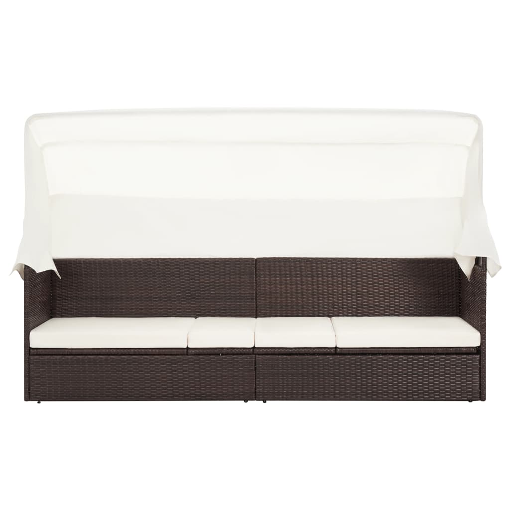 Gartensofa mit Sonnendach Poly Rattan Braun - Pazzar.ch