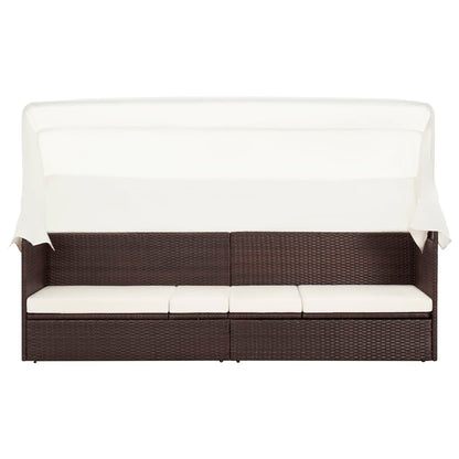 Gartensofa mit Sonnendach Poly Rattan Braun - Pazzar.ch