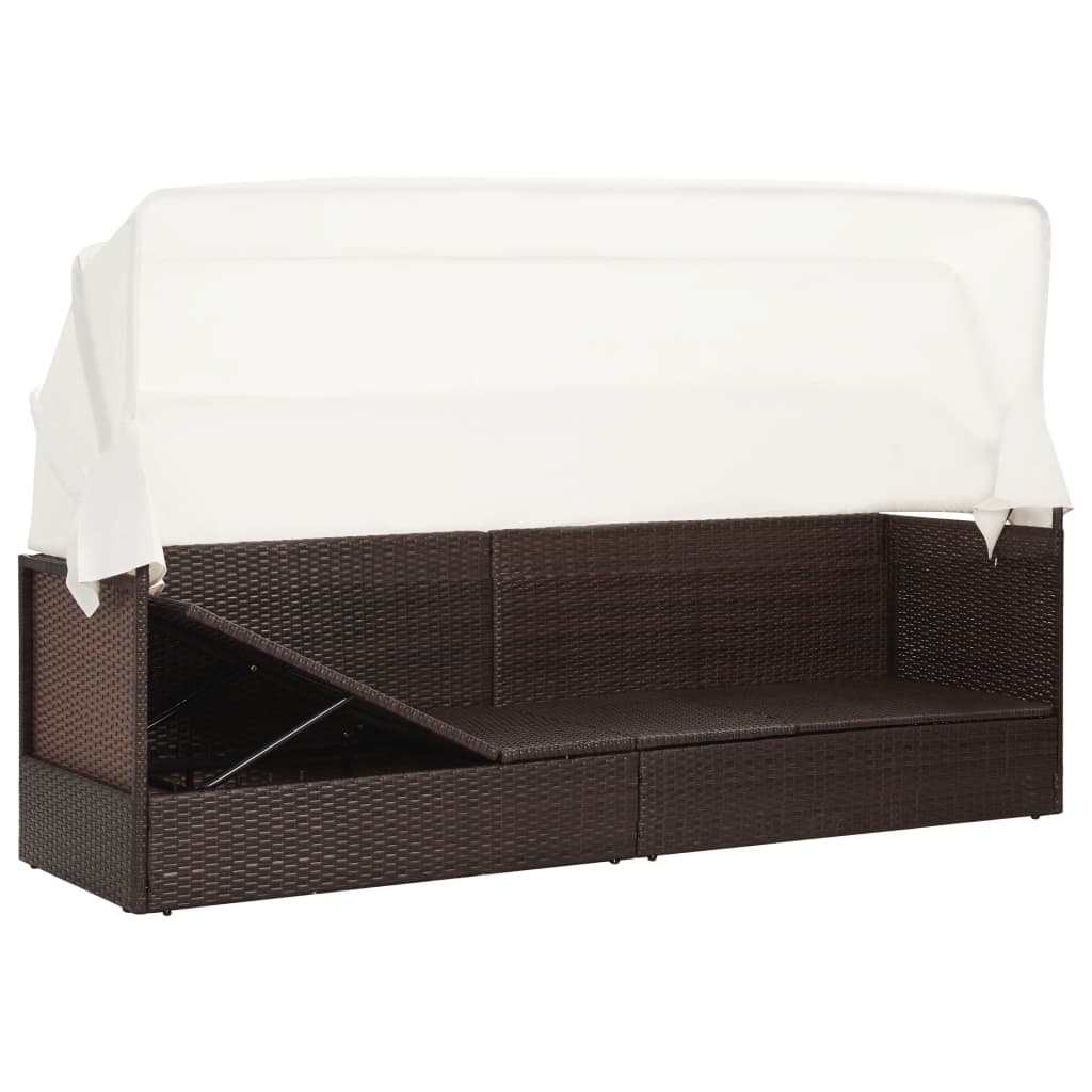 Gartensofa mit Sonnendach Poly Rattan Braun - Pazzar.ch