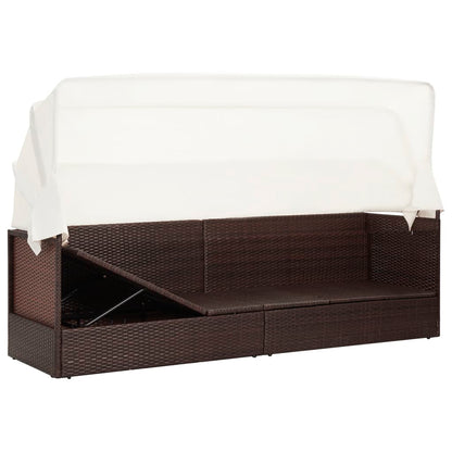 Gartensofa mit Sonnendach Poly Rattan Braun - Pazzar.ch