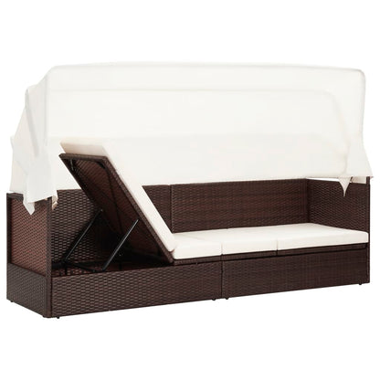 Gartensofa mit Sonnendach Poly Rattan Braun - Pazzar.ch