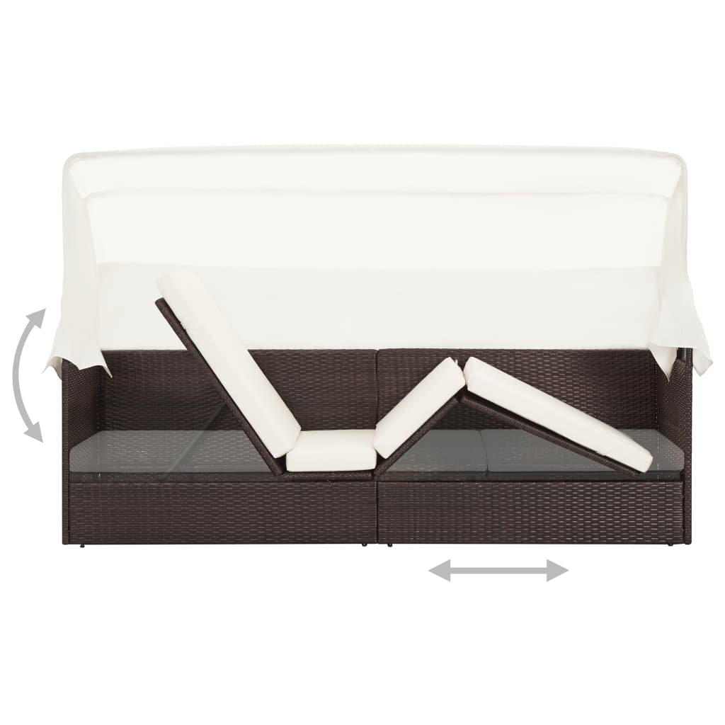 Gartensofa mit Sonnendach Poly Rattan Braun - Pazzar.ch