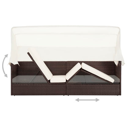 Gartensofa mit Sonnendach Poly Rattan Braun - Pazzar.ch