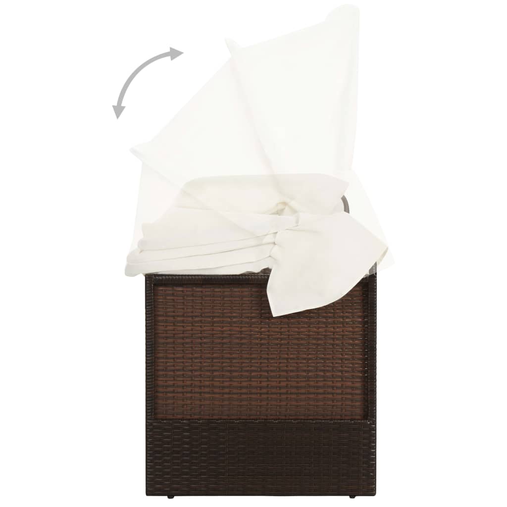 Gartensofa mit Sonnendach Poly Rattan Braun - Pazzar.ch