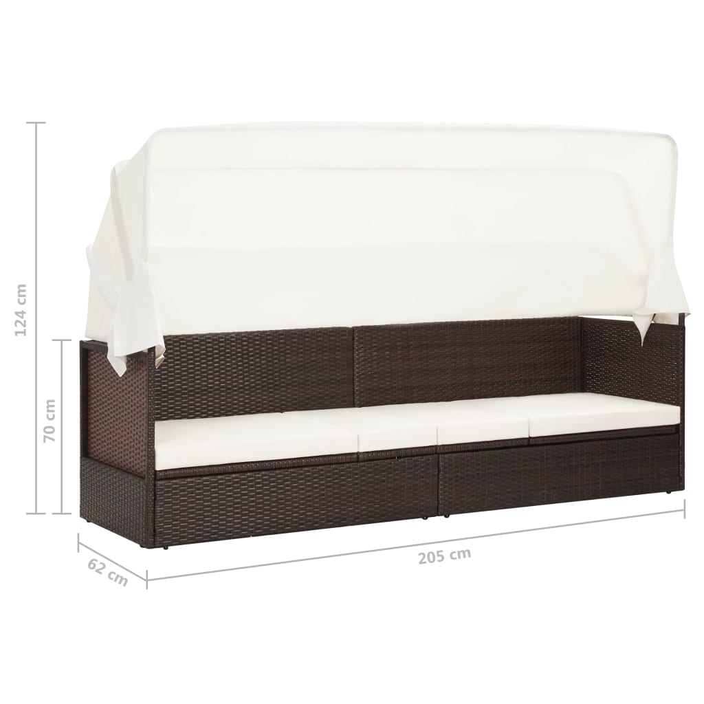Gartensofa mit Sonnendach Poly Rattan Braun - Pazzar.ch
