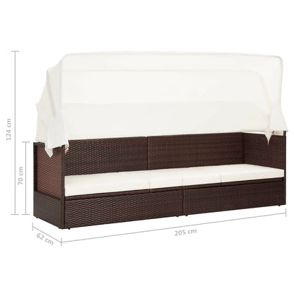 Gartensofa mit Sonnendach Poly Rattan Braun - Pazzar.ch