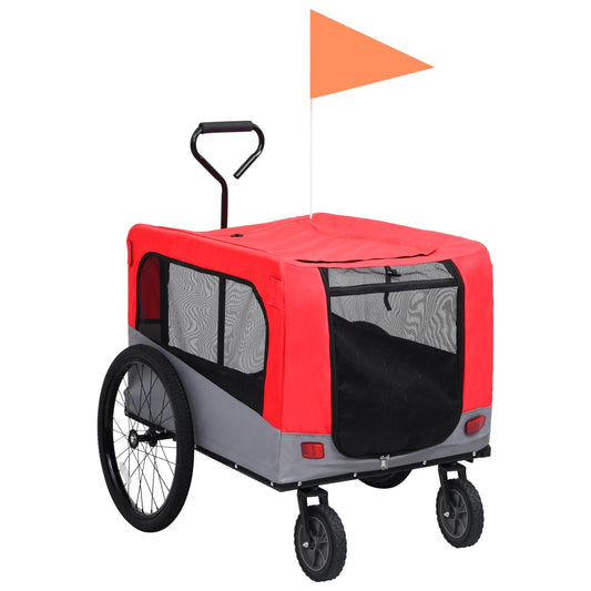 2-in-1 Fahrradanhänger für Hunde und Buggy Rot und Grau - Pazzar.ch