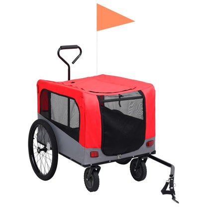 2-in-1 Fahrradanhänger für Hunde und Buggy Rot und Grau - Pazzar.ch